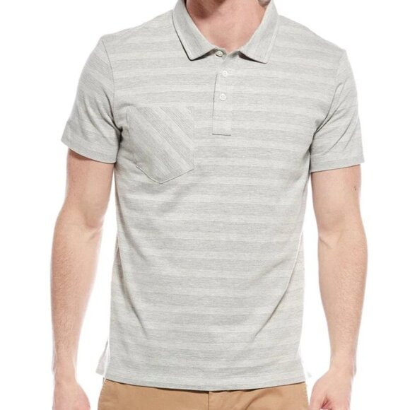Billy Reid Mens XXL Shadow Stripe Polo in Gray Multi - Picture 1 of 12